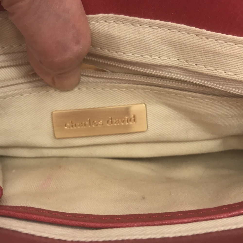 Gently Used, Vintage Charles David Ruby Red Bag - image 8
